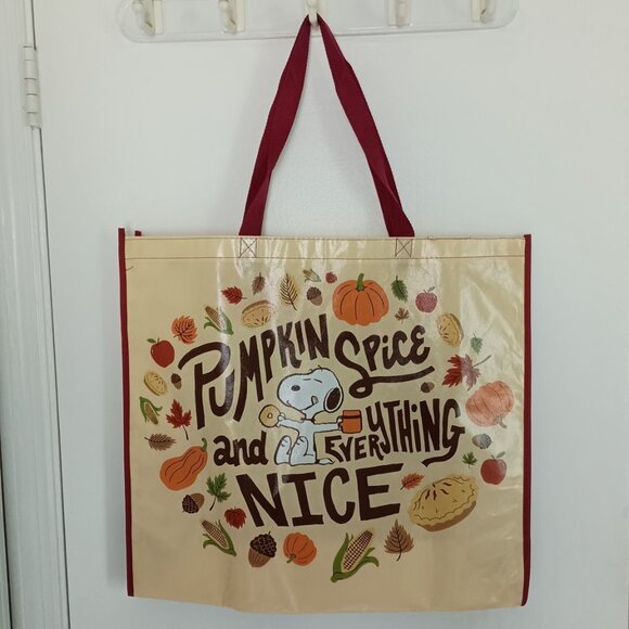 NWOT Snoopy fall themed Pumpkin Spice and Everything Nice large reusable tote - Picture 1 of 3